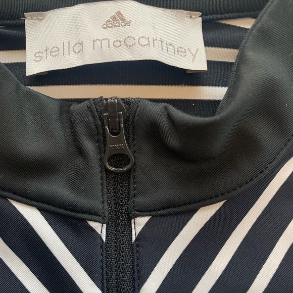 Adidas By Stella McCartney Black/White Stripe Long Sleeve Half Zip Top | XS - Picture 6 of 8